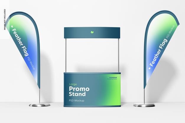 Free Large Promo Stand With Feather Flags Mockup Psd
