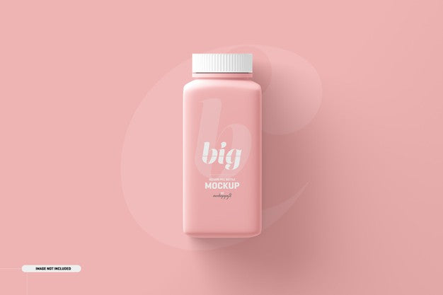 Free Large Square Pill Supplement Bottle Mockup Psd