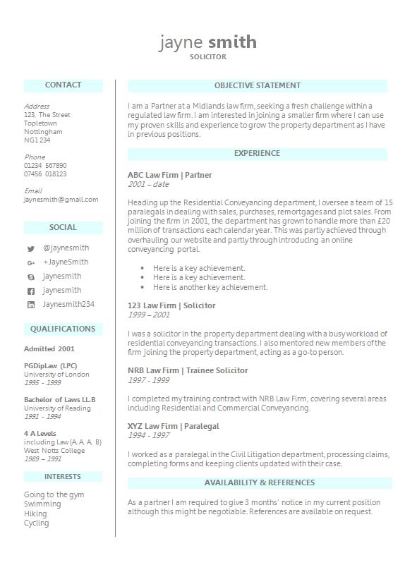 Free Legal CV Resume Template in Microsoft Word (DOCX) Format
