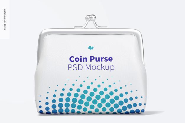Free Leather Coin Purse Mockup, Front View Psd