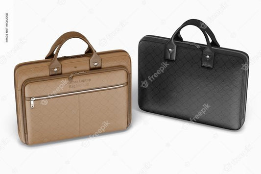 Free Leather Laptop Bags Mockup, Front View Psd