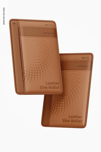 Free Leather Slim Wallet Mockup Psd