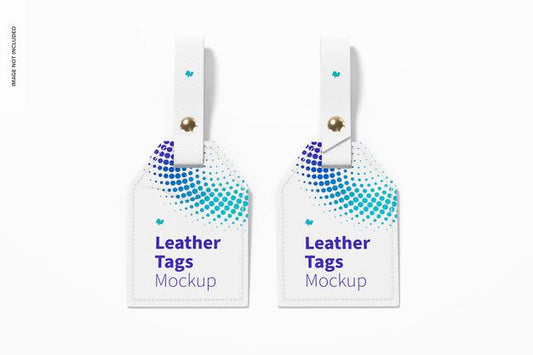Free Leather Tags Mockup, Front View Psd