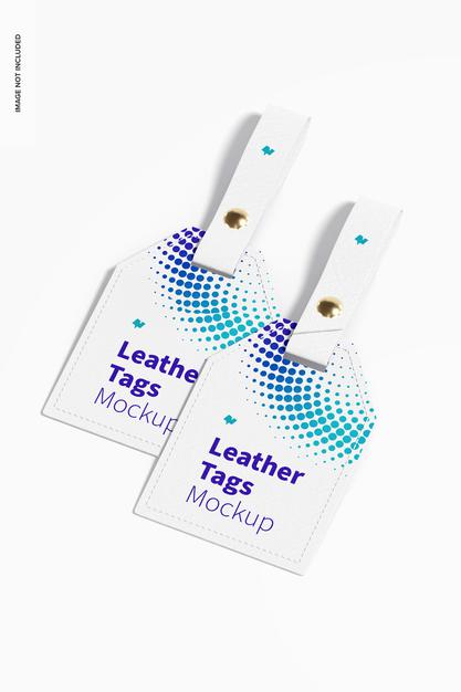 Free Leather Tags Mockup, Top View Psd