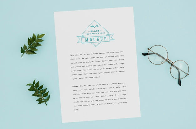 Free Leaves And Glasses Botanical Mock-Up Psd