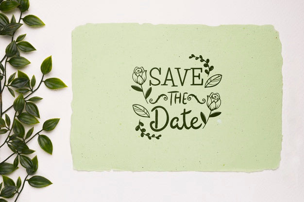 Free Leaves And Save The Date Mock-Up Psd