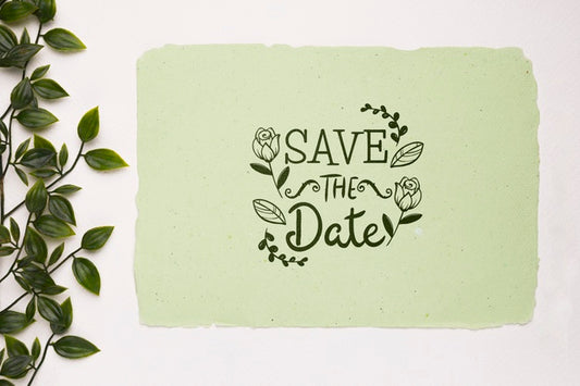 Free Leaves And Save The Date Mock-Up Psd