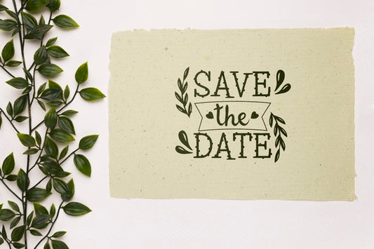 Free Leaves On Branches Save The Date Mock-Up Psd