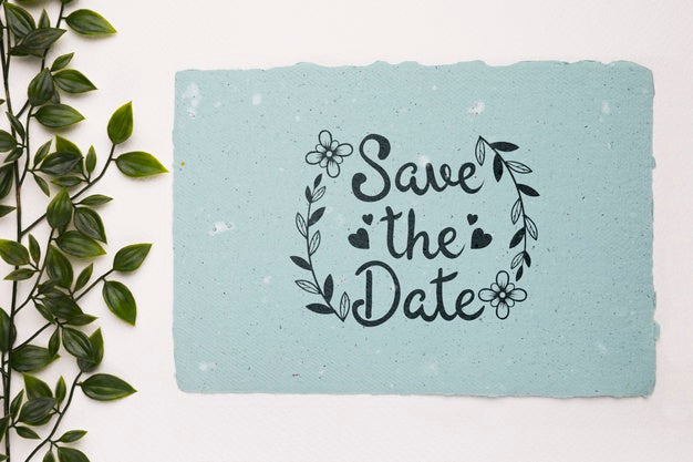 Free Leaves With Save The Date Mock-Up Psd