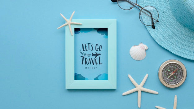 Free Let'S Go Travel Mock-Up And Frame Psd