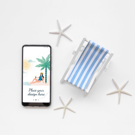 Free Let'S Go Travel Mock-Up And Lounge Chair Psd