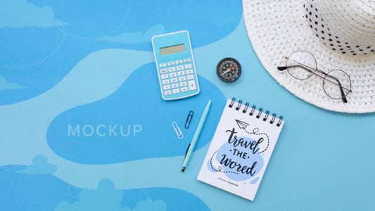 Free Let'S Go Travel Mock-Up And Summer Hat Psd