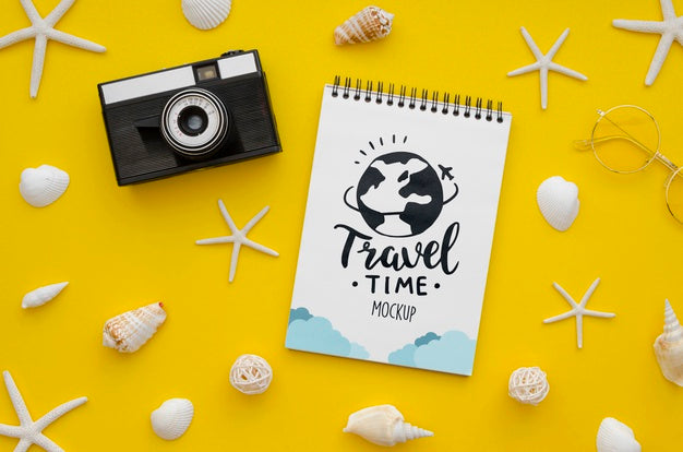 Free Let'S Go Travel Mock-Up And Vintage Camera Psd