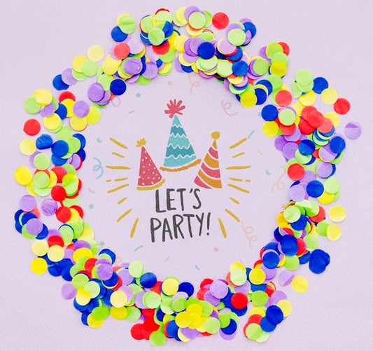 Free Let'S Party With Party Hats And Colourful Confetti Psd