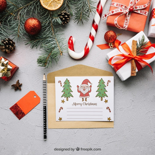 Free Letter Mockup With Christmas Design Psd
