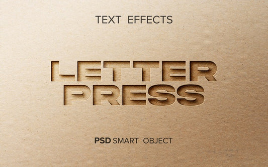 Free Letter Press Effect Mockup Psd