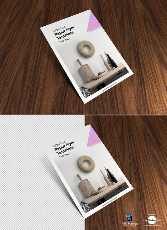 Free Letter Size Paper Flyer Template On Wood Mockup