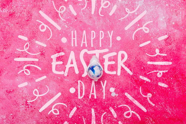 Free Lettering Easter Mockup With Eggs Psd