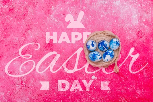 Free Lettering Easter Mockup With Eggs Psd