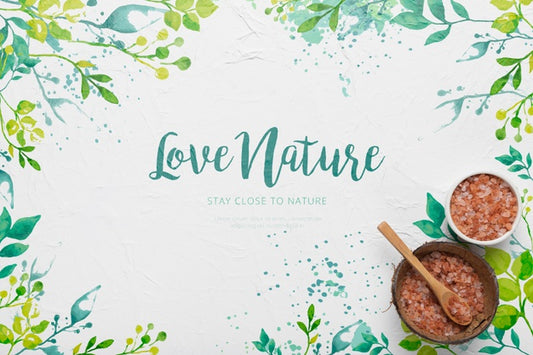 Free Lettering Nature Quote Surrounded By Plants Watercolour Psd