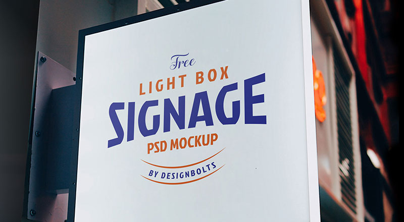 Free Light Box Signage Board Mockup Psd