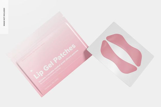 Free Lip Gel Patches Packaging Mockup, Floating Psd