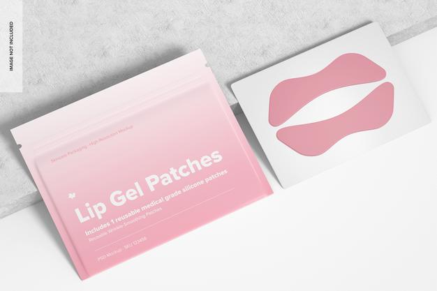 Free Lip Gel Patches Packaging Mockup, Perspective View Psd