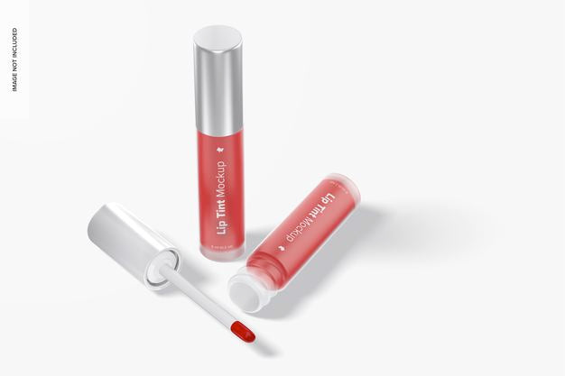 Free Lip Tint Tubes Mockup, Opened And Closed Psd