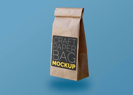 Free Little Craft Paper Bag With Black Label Mockup Psd