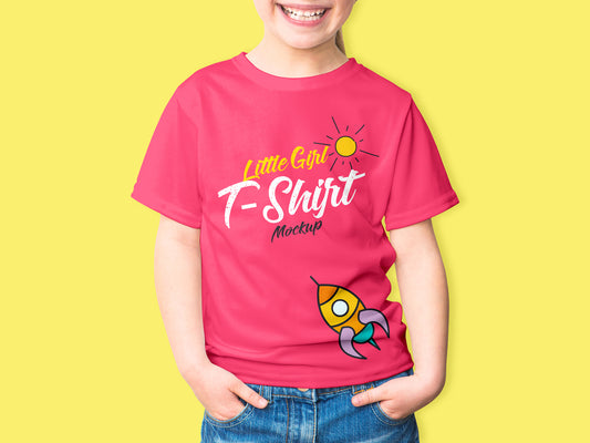 Free Little Girl T-Shirt Mockup Psd 2018