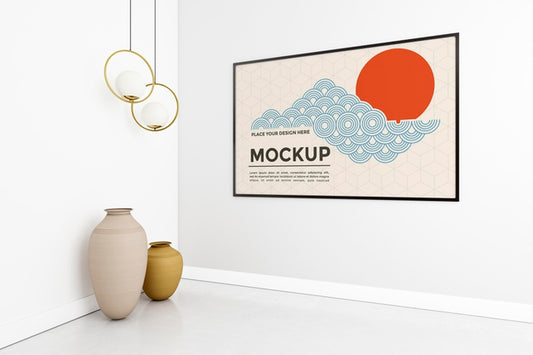 Free Living Room Composition With Frame Mock-Up Psd