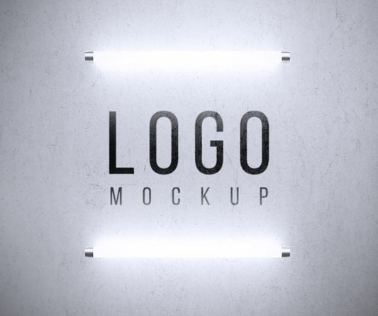 Free Logo Mockup With Lights Psd