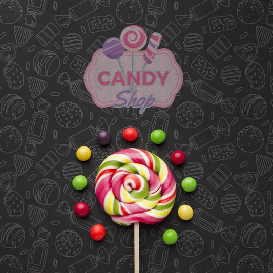 Free Lollipop With Candies On Table Psd