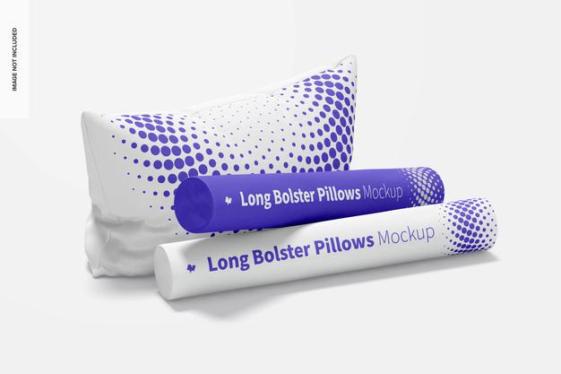 Free Long Bolster Pillows Mockup, Perspective Psd