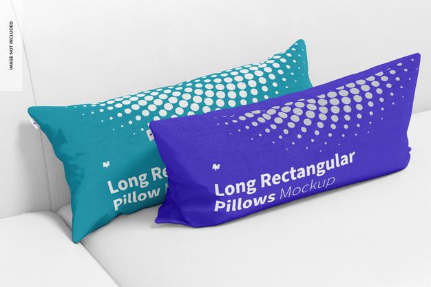 Free Long Rectangular Pillows Mockup, Leaned Psd