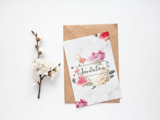 Free Lovely Invitation Mockup Psd For Wedding Greetings