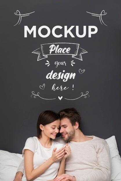 Free Loving Couple In Bed Mock-Up Psd