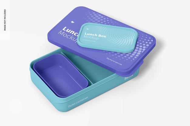 Free Lunch Boxes Mockup, Opened Psd