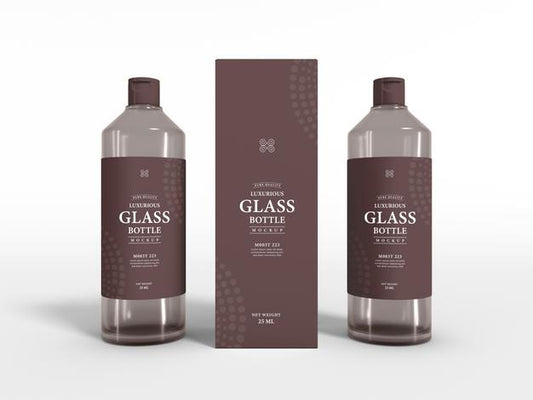 Free Luxurious Glass Bottle With Box Mockup Psd