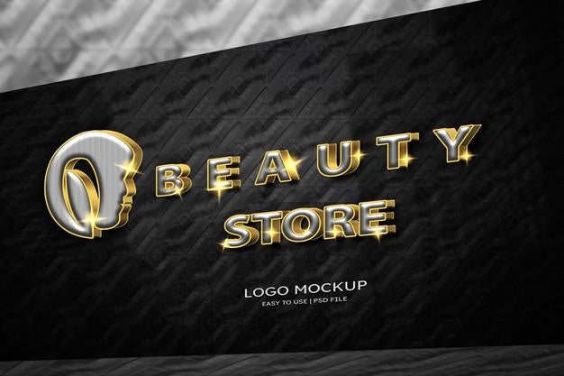 Free Luxury Beauty Store Business Mockup Sign Psd