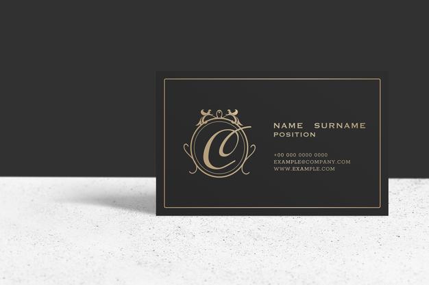 Free Luxury Business Card Mockup In Black And Gold Tone Psd