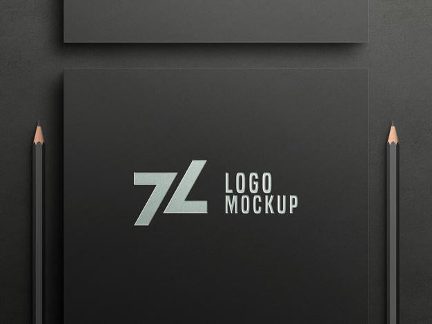 Free Luxury Silver Foil Logo Mockup On Black Paper Psd