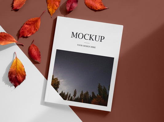 Free Magazine And Leaves Arrangement Psd
