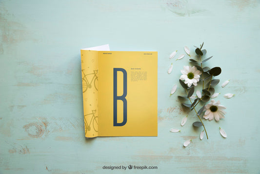 Free Magazine Mockup With Floral Decoration Psd