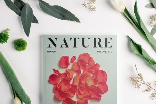 Free Magazine With Flowers Mockup