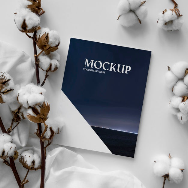 Free Magazines And Cotton Arrangement Flat Lay Psd