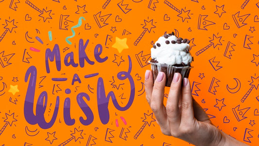 Free Make A Wish Message With Cake For Birthday Party Psd