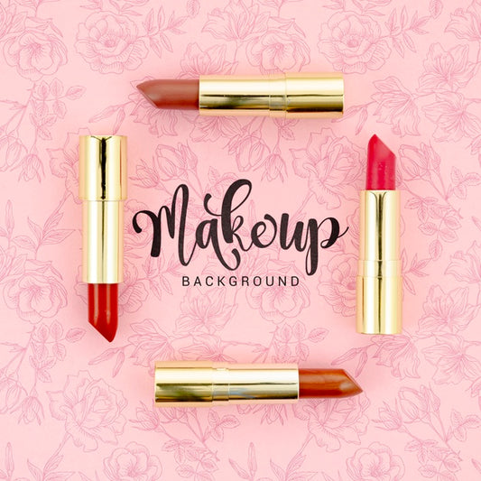 Free Make Up Background In Flat Lay Psd