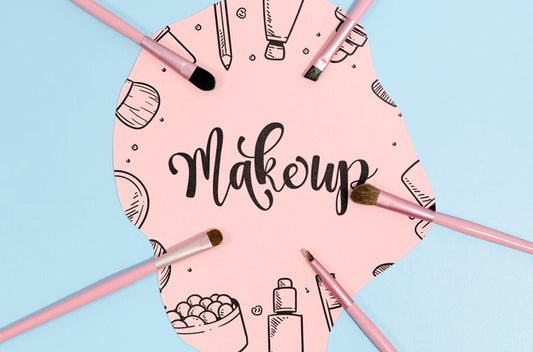 Free Make Up Background With Lettering Psd