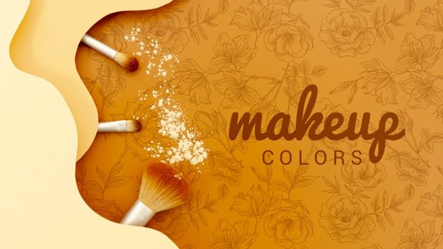 Free Make Up Colors With Brush Set Psd